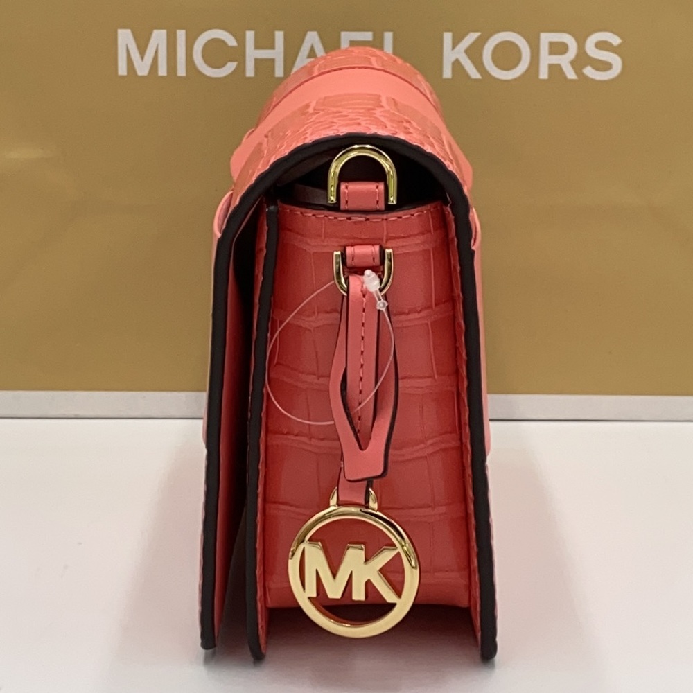 MICHAEL KORS MERCER SMALL CLUTCH XBODY GRAPEFRUIT - Picture 6 of 16